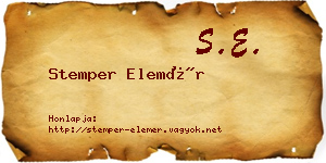 Stemper Elemér névjegykártya